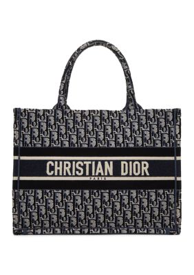 What Goes Around Comes Around Christian Dior Oblique Velvet Medium Book Tote Blue Multicolor - FINAL SALE, NO RETURNS, Navy Blue