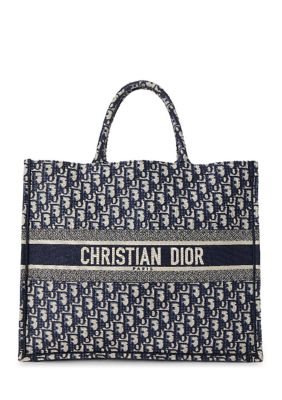 What Goes Around Comes Around Christian Dior Oblique Large Book Tote Blue Multicolor - FINAL SALE, NO RETURNS, Navy Blue