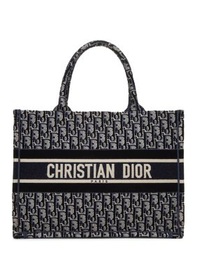 What Goes Around Comes Around Christian Dior Oblique Velvet Large Book Tote Blue Multicolor - FINAL SALE, NO RETURNS, Navy Blue
