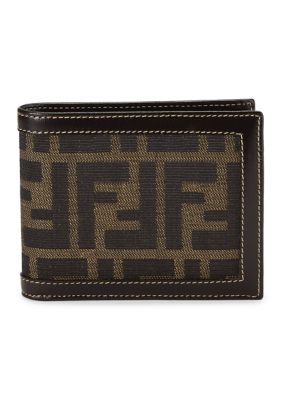What Goes Around Comes Around Women's Fendi Leather Trim Bifold Wallet Zucca - FINAL SALE, NO RETURNS, Brown