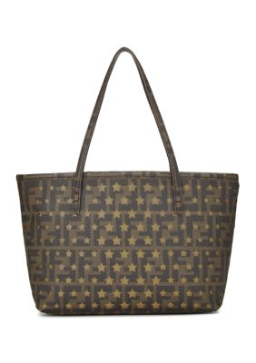 What Goes Around Comes Around Fendi Brown Zucca Spalmati Star Tote - FINAL SALE, NO RETURNS