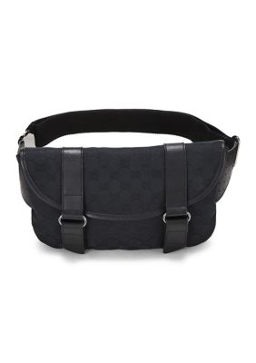 What Goes Around Comes Around Gucci Black Canvas Double Strap Waist Pouch - FINAL SALE, NO RETURNS