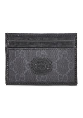 What Goes Around Comes Around Women's Gucci GG Supreme Monogram Textured Dollar Calfskin Ophidia Card Holder Grey Black Graphite Grey - FINAL SALE