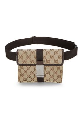 What Goes Around Comes Around Gucci GG Monogram Buckle Belt Bag Dark Brown - FINAL SALE, NO RETURNS