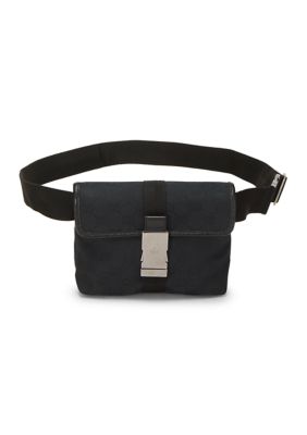 What Goes Around Comes Around Gucci Black Canvas Buckle Flap Belt Bag Small - FINAL SALE, NO RETURNS
