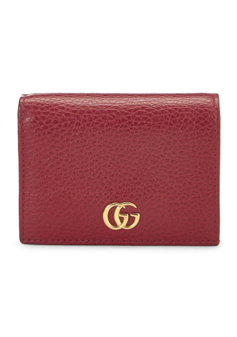Gucci Red Leather GG Marmont Card Case - FINAL SALE, NO RETURNS