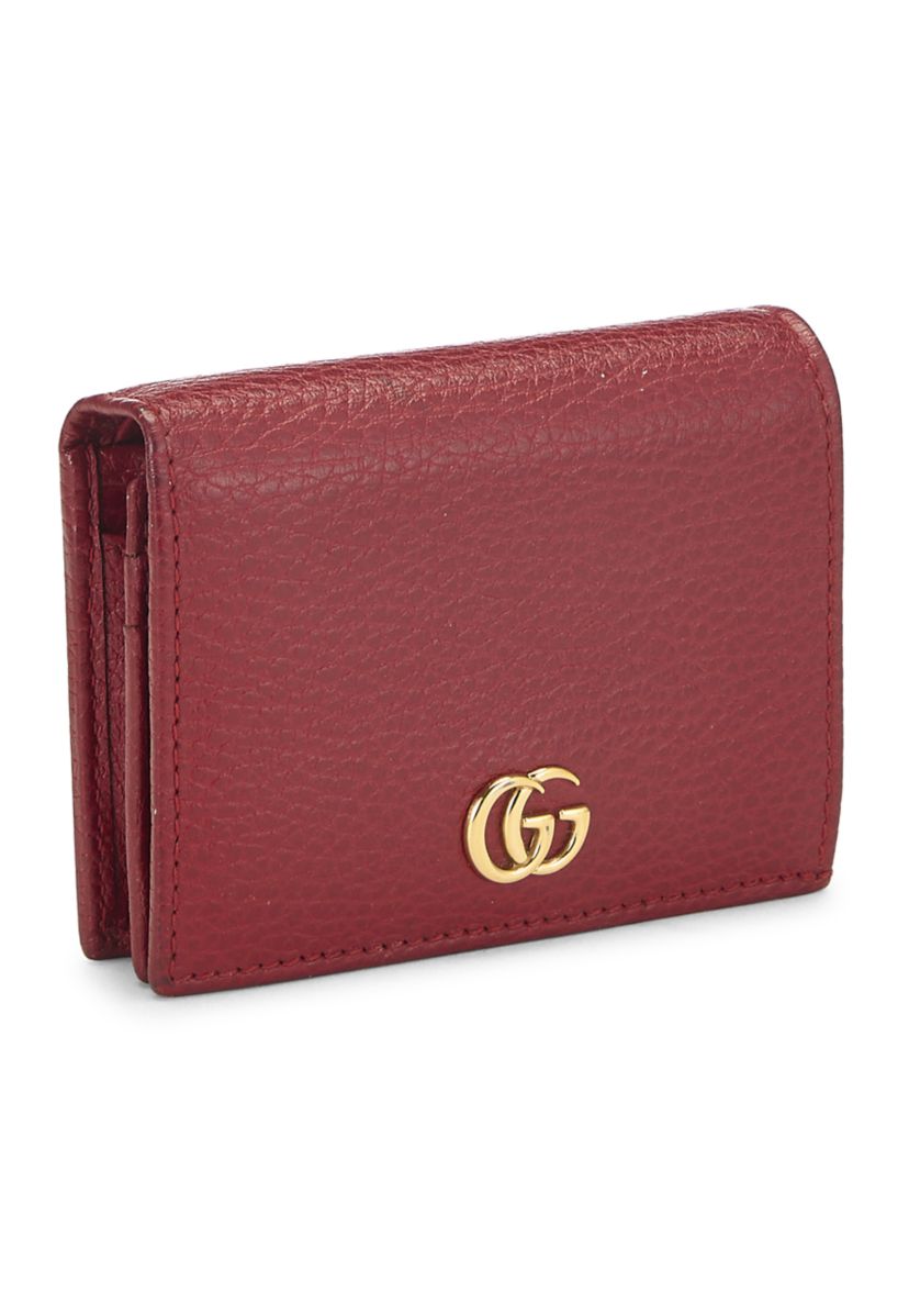 Gucci Red Leather GG Marmont Card Case - FINAL SALE, NO RETURNS