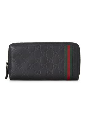 What Goes Around Comes Around Women's Gucci Guccissima Web Zip Around Wallet - FINAL SALE, NO RETURNS, Black