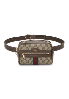 What Goes Around Comes Around Gucci Brown Coated Canvas Ophidia Beld Bag - FINAL SALE, NO RETURNS