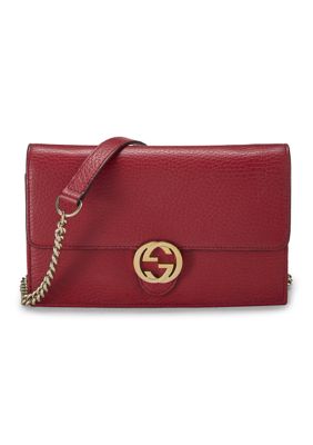What Goes Around Comes Around Gucci Interlocking GG Wallet Crossbody Bag Crimson - FINAL SALE, NO RETURNS, Red