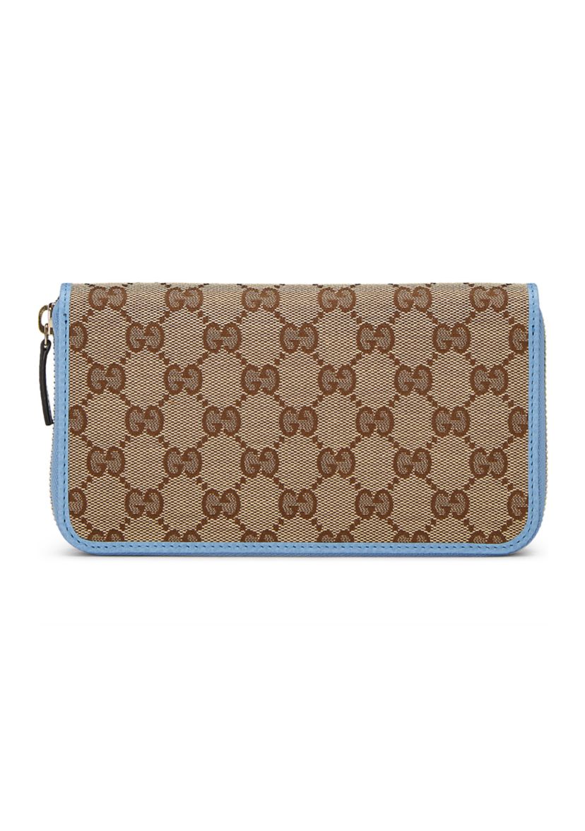 Gucci Blue Canvas Zip Around Wallet - FINAL SALE, NO RETURNS