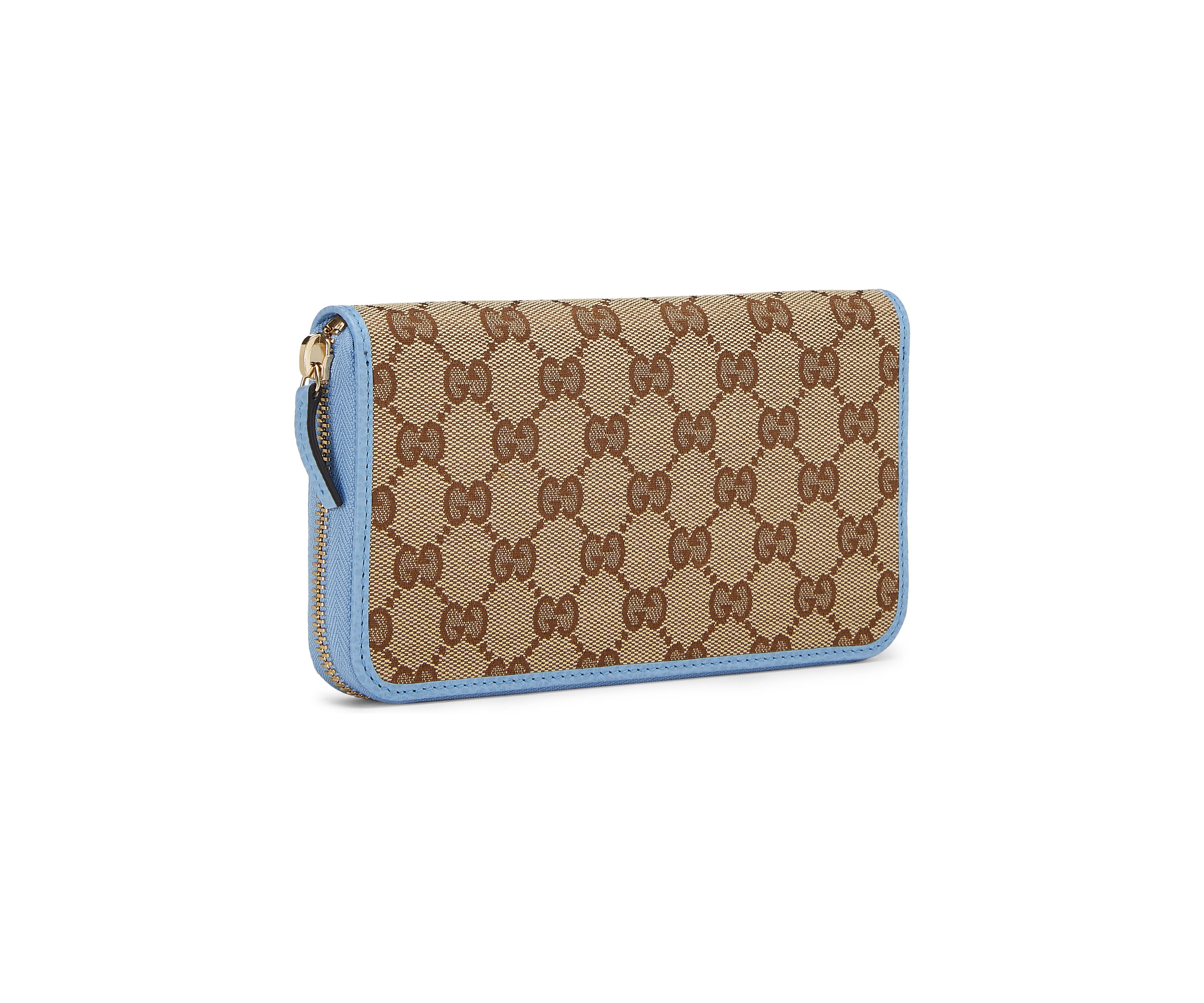 Gucci Blue Canvas Zip Around Wallet - FINAL SALE, NO RETURNS