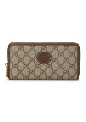 What Goes Around Comes Around Women's Gucci Brown GG Supreme Canvas Zip Around Wallet - FINAL SALE, NO RETURNS