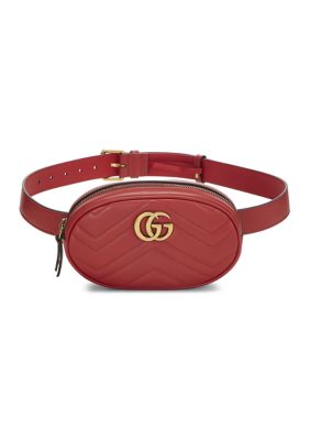 What Goes Around Comes Around Gucci Calfskin Matelasse GG Marmont Belt Bag 85 34 Hibiscus Red - FINAL SALE, NO RETURNS