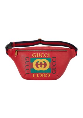 What Goes Around Comes Around Gucci Red Leather Printed Belt Bag - Final Sale, No Returns