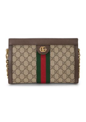 What Goes Around Comes Around Gucci GG Supreme Monogram Textured Dollar Calfskin Web Mini Ophidia Chain Shoulder Bag Beige Ebony New Acero - FINAL