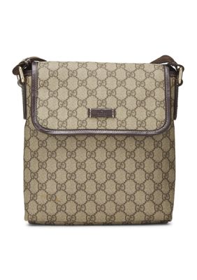 What Goes Around Comes Around Gucci Brown GG Supreme Canvas Flap Messenger Bag Small - FINAL SALE, NO RETURNS