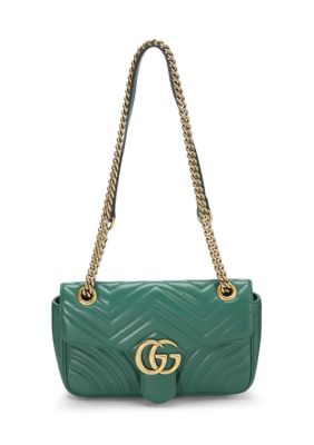 What Goes Around Comes Around Gucci Green Leather GG Marmont Matelassé Shoulder Small - FINAL SALE, NO RETURNS