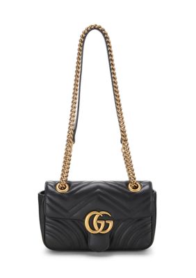 What Goes Around Comes Around Gucci Calfskin Matelasse Small GG Marmont Shoulder Bag Black - FINAL SALE, NO RETURNS