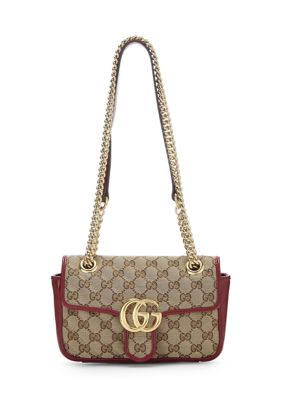 What Goes Around Comes Around Gucci Red Canvas GG Marmont Matelasse Shoulder Mini - FINAL SALE, NO RETURNS