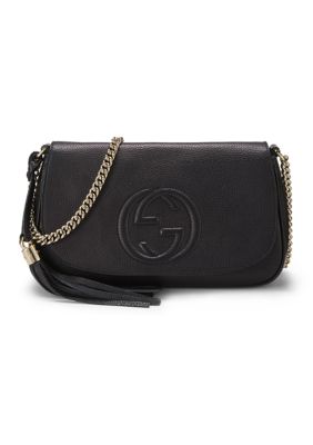 What Goes Around Comes Around Gucci Pebbled Calfskin Medium Soho Flap Crossbody Black - FINAL SALE, NO RETURNS