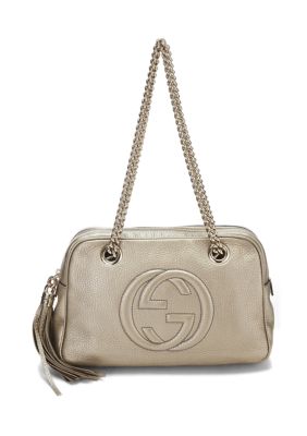 What Goes Around Comes Around Gucci Grey Metallic Leather Soho Chain Shoulder - FINAL SALE, NO RETURNS