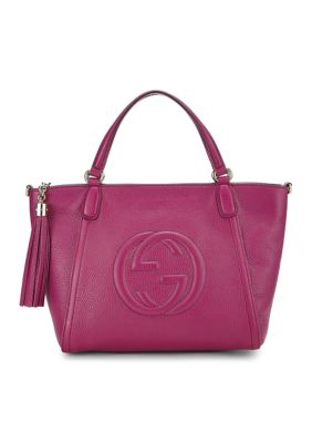 What Goes Around Comes Around Gucci Pebbled Calfskin Small Soho Top Handle Bag Bright Bougainvillea - FINAL SALE, NO RETURNS, Pink
