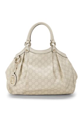What Goes Around Comes Around Gucci Medium Sukey Sima Leather Tote Silver - FINAL SALE, NO RETURNS, White