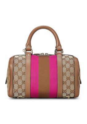 What Goes Around Comes Around Gucci Medium GG Canvas Web Joy Boston Bag Satchel - FINAL SALE, NO RETURNS, Pink