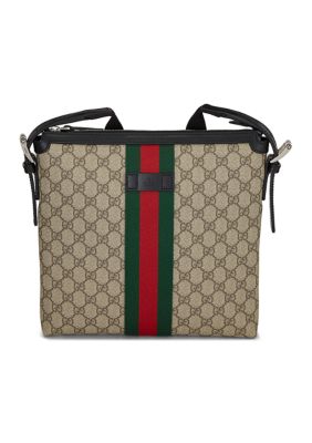 What Goes Around Comes Around Gucci Medium Web Messenger Bag GG Coated Canvas - FINAL SALE, NO RETURNS, Black