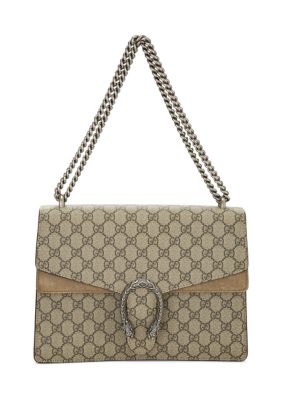 What Goes Around Comes Around Gucci GG Supreme Monogram Small Dionysus Shoulder Bag Taupe - FINAL SALE, NO RETURNS, Brown