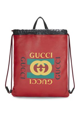 What Goes Around Comes Around Gucci Red Leather Logo Print Backpack - FINAL SALE, NO RETURNS