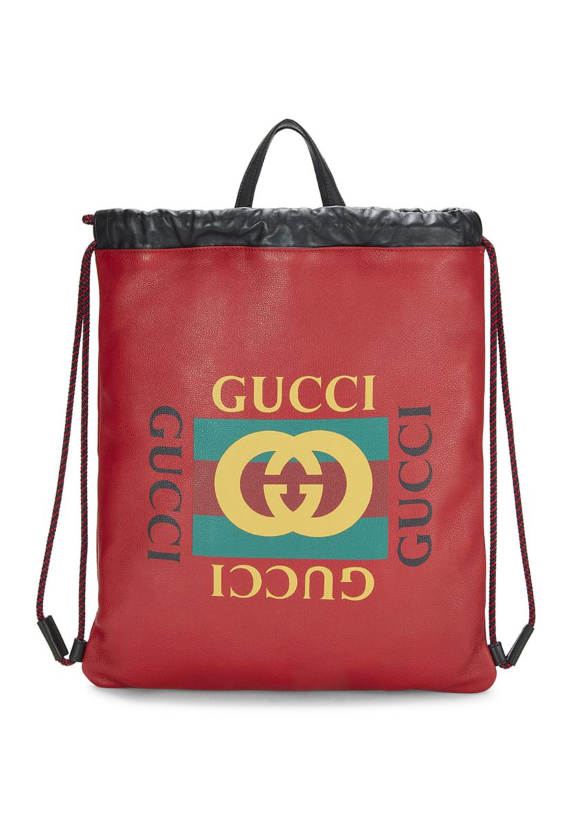 GUCCI Red Leather Backpack Gucci Red Pebbled Leather Soho Chain Backpack Bag | Yoogi main image 3