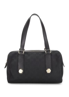 What Goes Around Comes Around Gucci Black GG Canvas Small Charmy Boston Bag - FINAL SALE, NO RETURNS