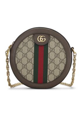 What Goes Around Comes Around Gucci Brown Coated Canvas Ophidia GG Round Shoulder Mini - FINAL SALE, NO RETURNS