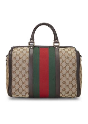 What Goes Around Comes Around Gucci Brown Canvas Boston Duffle