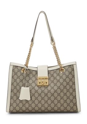 What Goes Around Comes Around Gucci GG Supreme Monogram Medium Padlock Tote White - FINAL SALE, NO RETURNS
