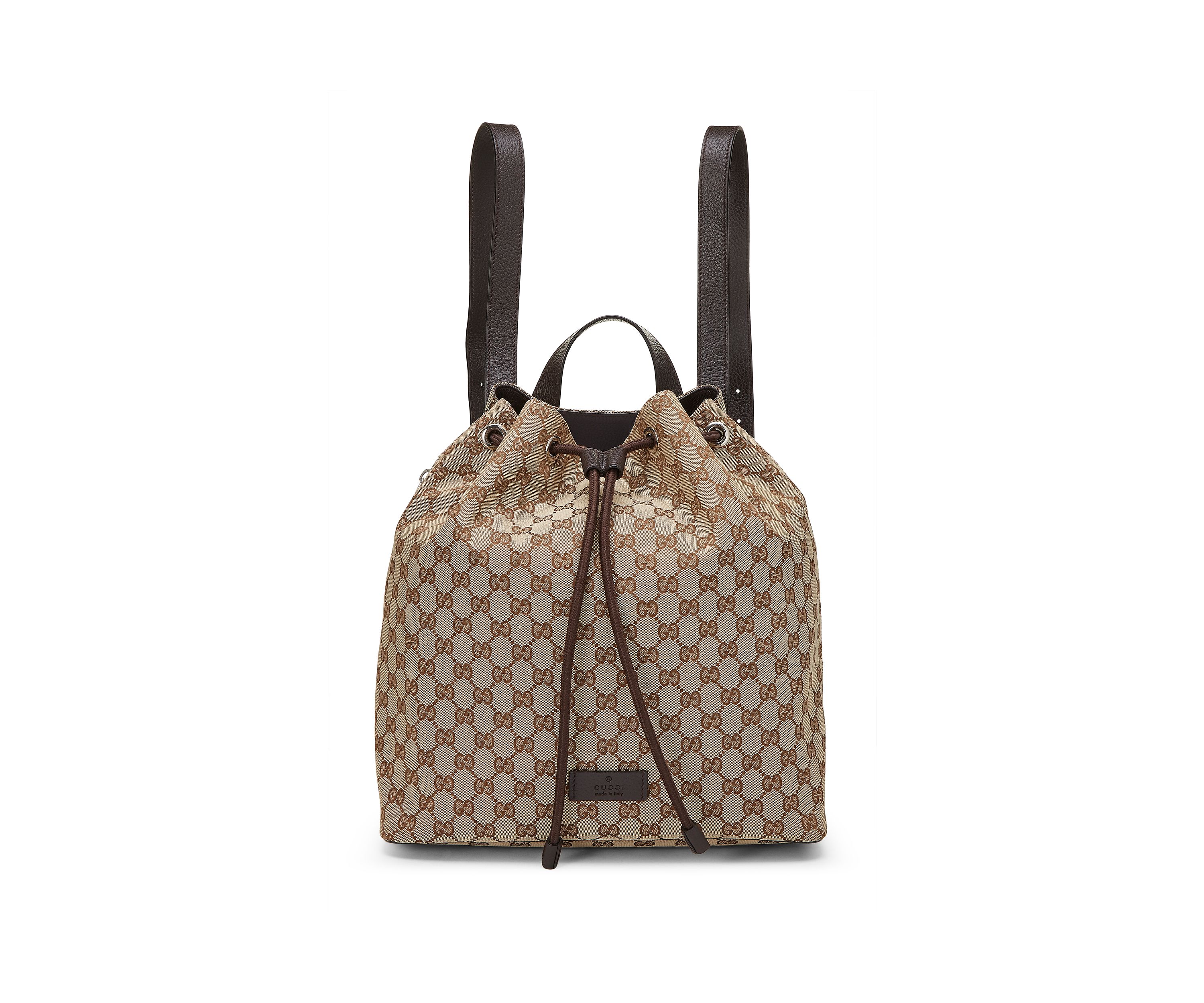 Gucci Brown Canvas Drawstring Backpack - FINAL SALE, NO RETURNS