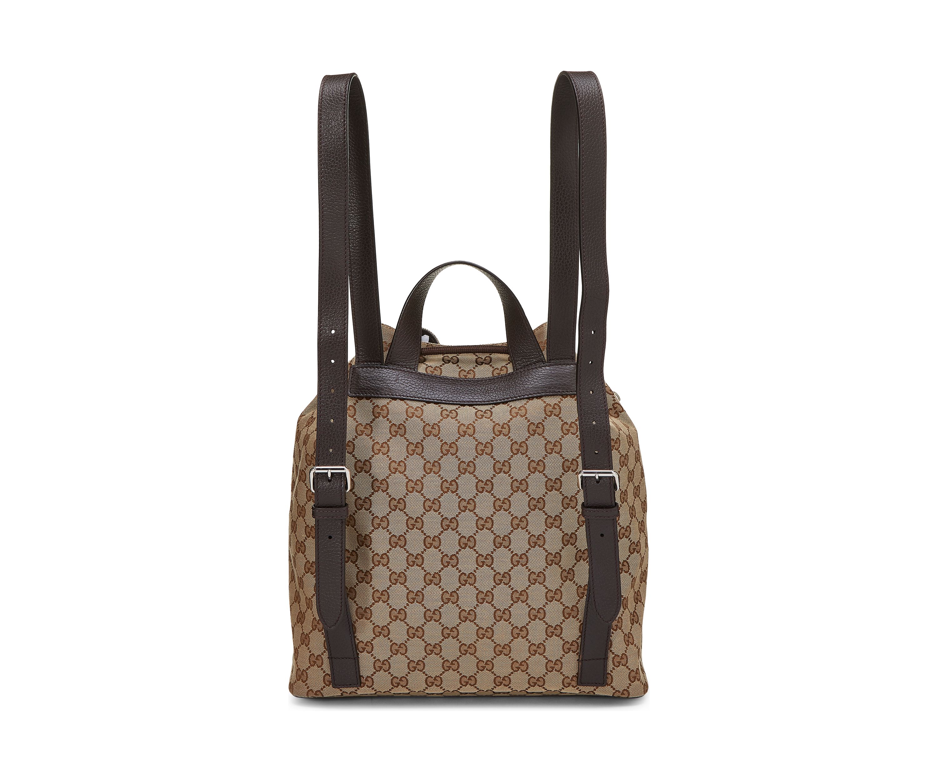Gucci Brown Canvas Drawstring Backpack - FINAL SALE, NO RETURNS