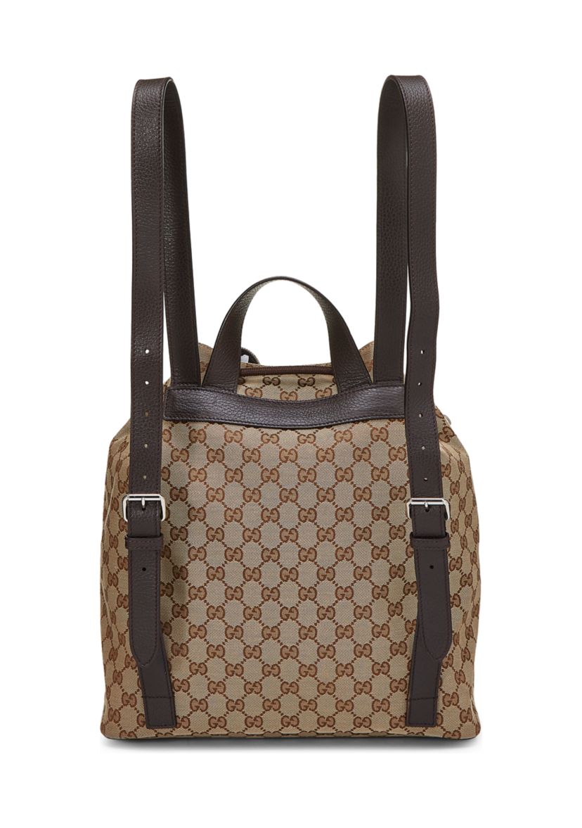 Gucci Brown Canvas Drawstring Backpack - FINAL SALE, NO RETURNS