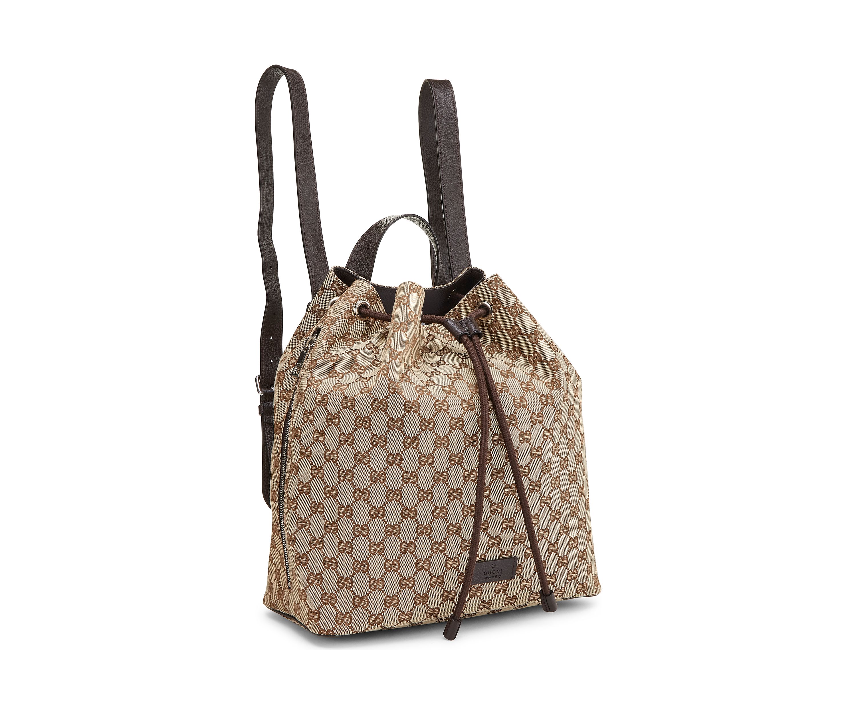 Gucci Brown Canvas Drawstring Backpack - FINAL SALE, NO RETURNS