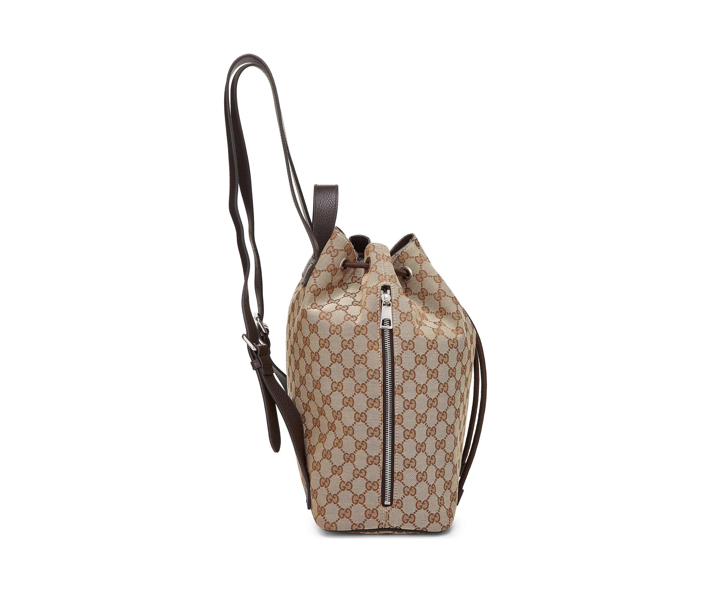 Gucci Brown Canvas Drawstring Backpack - FINAL SALE, NO RETURNS