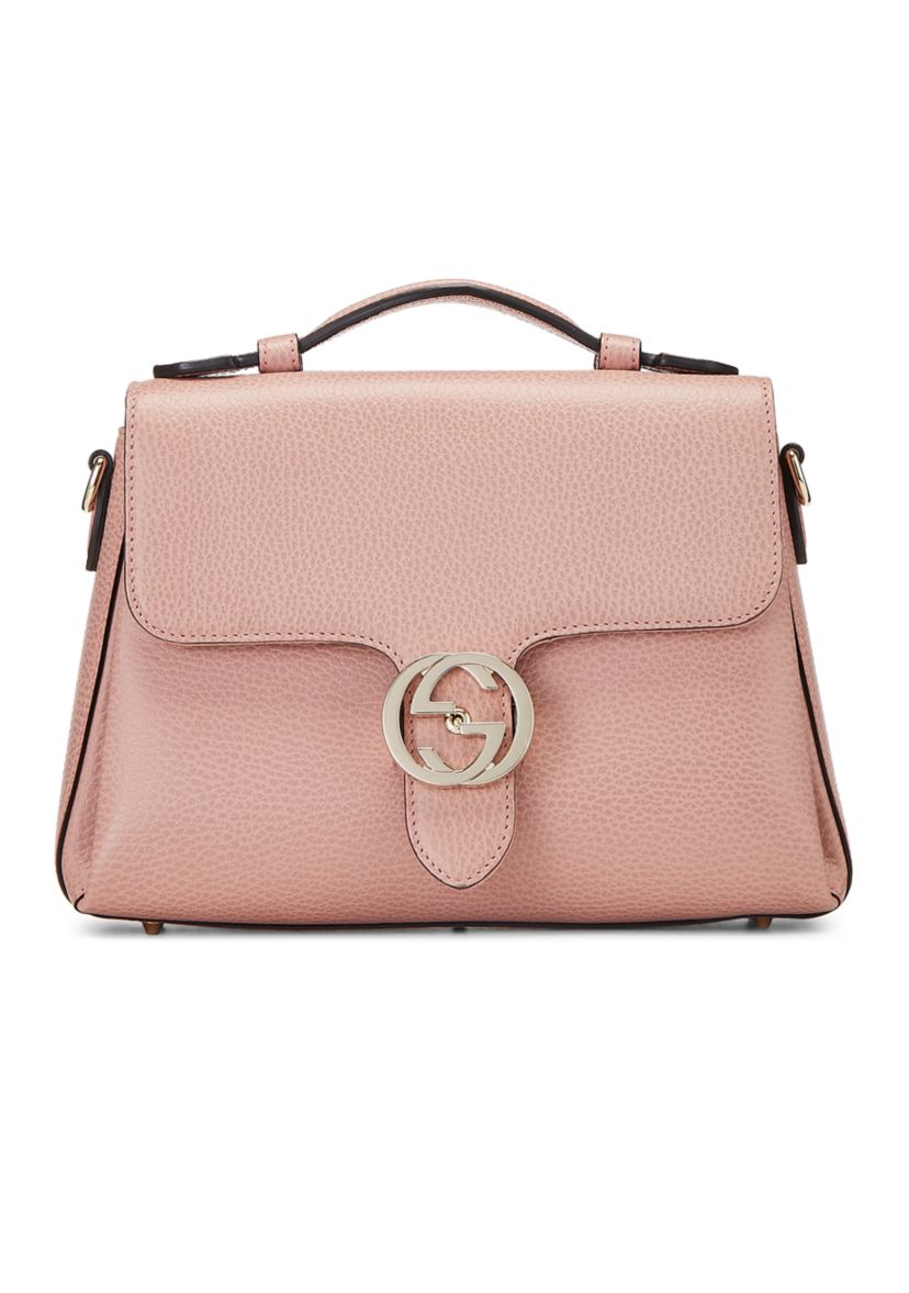 Gucci Pink Leather Interlocking  Top Handle Bag - FINAL SALE, NO RETURNS