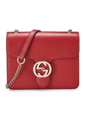 What Goes Around Comes Around Gucci Dollar Calfskin Small Interlocking G Shoulder Bag Red - FINAL SALE, NO RETURNS