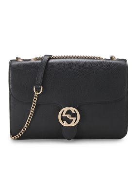 What Goes Around Comes Around Gucci Dollar Calfskin Interlocking G Shoulder Bag Black - FINAL SALE, NO RETURNS