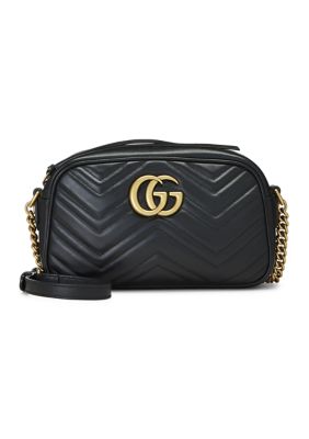 What Goes Around Comes Around Gucci Calfskin Matelasse Small GG Marmont Chain Shoulder Bag Black - FINAL SALE, NO RETURNS