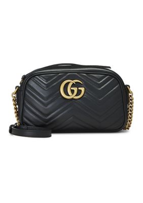 What Goes Around Comes Around Gucci Calfskin Matelasse Small GG Marmont Chain Shoulder Bag Black - FINAL SALE, NO RETURNS