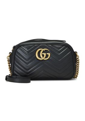 What Goes Around Comes Around Gucci Calfskin Matelasse Small GG Marmont Chain Shoulder Bag Black - FINAL SALE, NO RETURNS