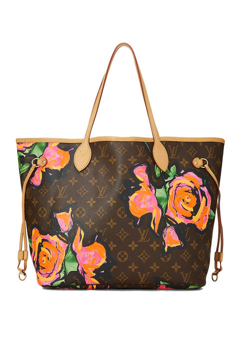 What Goes Around Comes Around Louis Vuitton Brown Roses Neverfull MM Tote | belk