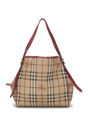 What Goes Around Comes Around Burberry Haymarket Check Canterbury Tote Bag - FINAL SALE, NO RETURNS, Red